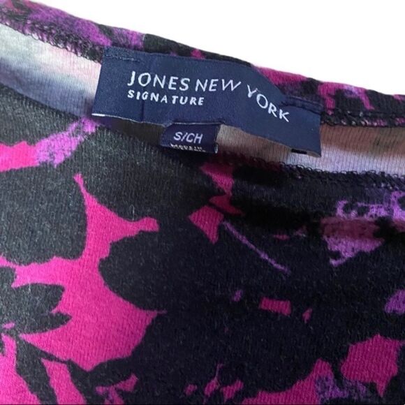 Jones New York Women’s Small Purple Pink Floral Print Long Sleeve Top Blouse - Picture 3 of 3